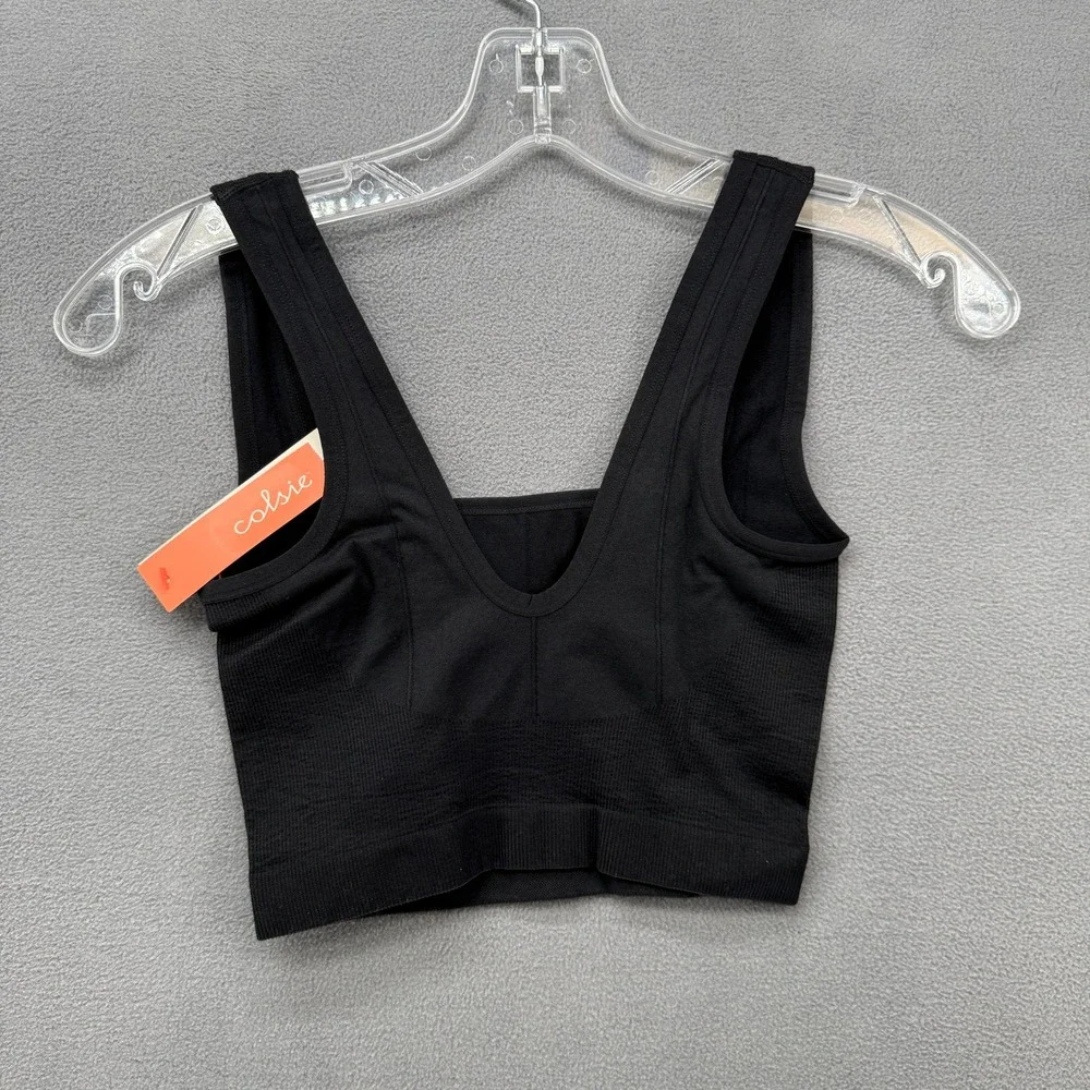 Wild Fable Crop Top Long Sleeve Ribbed & Colsie Seamless Bra Set Black Small NWT